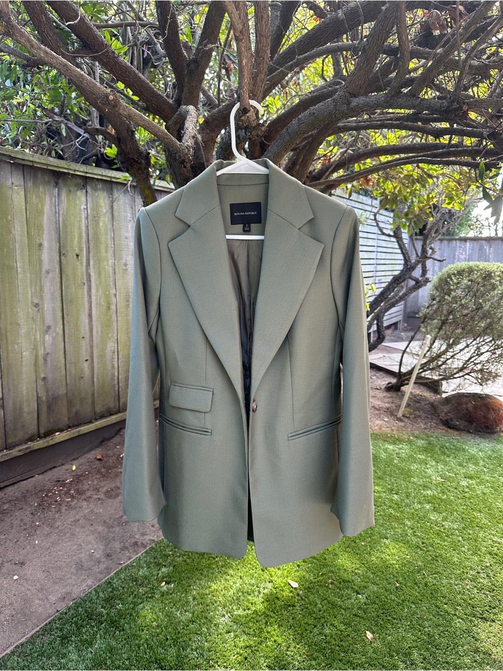 Banana Republic Olive Green Single-Breasted Blazer